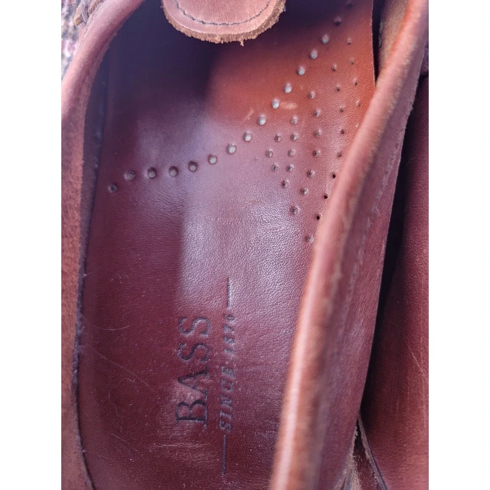 Bass Mens Leather Penny Loafers Brown Slip On Moc Toe Shoes Size 9.5 D